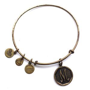 Alex & Ani M initial bangle‎ bracelet gold tone
